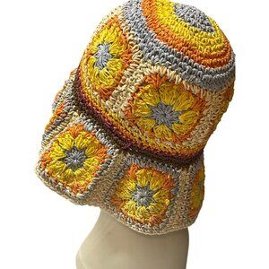 Peter Grimm Pura Vida Collab Hat Womens OS Hippie Boho Colorful Floral Woven